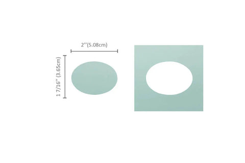 2 Inch Oval Easter Egg Punch Lever Action Craft Punch for Paper Crafting Scrapbooking showing punch-out dimensions in paper