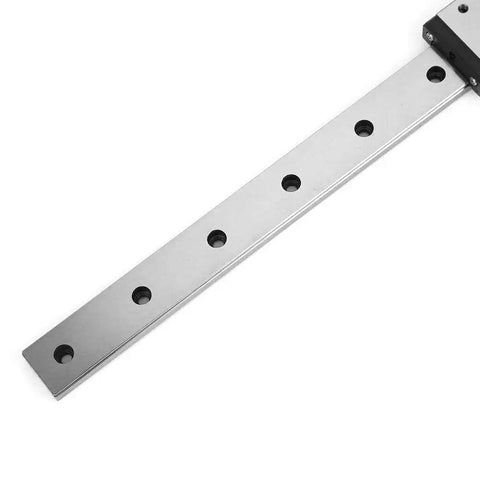 LMLF18B - 500-2R Miniature Linear Guide Rail, Linear Motion System with visible bolt holes, metal rail portion shown