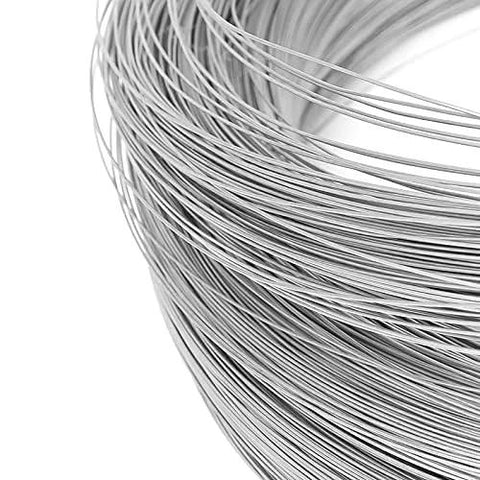 Stainless steel spring wire coil in silver color, thin gauge for general home use.