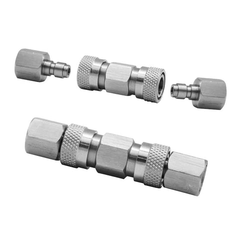 HMKUGO paintball quick-disconnect coupling adapters, stainless steel, double 8mm connectors, 2 pieces.