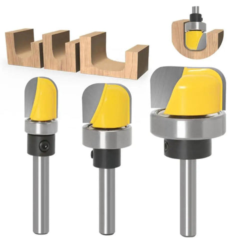 1/4 Inch Shank Bowl And Tray Router Bit Set 3 Pieces Cove Juice Groove Router Bits With Ball Bearing For Dish Carving
