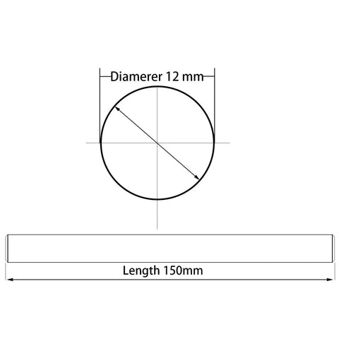 Diagram of Two Pack 12mm By 150mm Linear Motion Guides For 3D Printers CNC DIY Heavy Duty Ultra Smooth Chrome Plated Rails