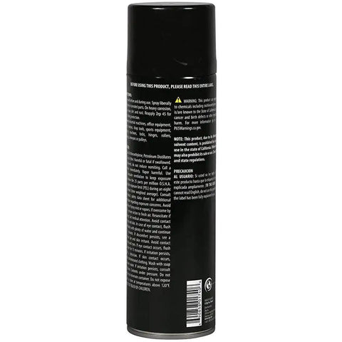 Back view of 17 oz can of Penetrating Lubricant For Metal Moving Parts, Heavy Duty Oil That Slips In To Reduce Friction, Non Flammable Formula