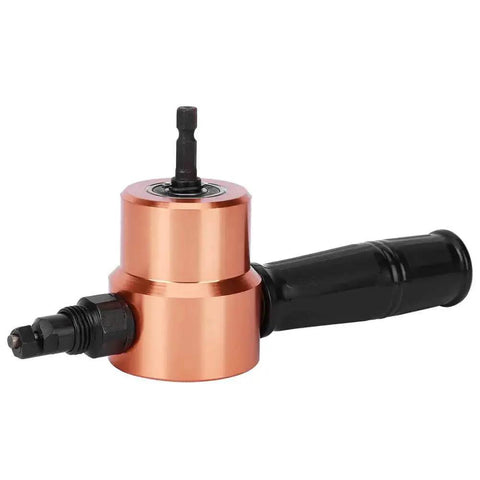 Double Headed Metal Nibbler Drill Attachment with ergonomic grip for sheet metal, tin, and roofing cuts, compatible with 20V shears.