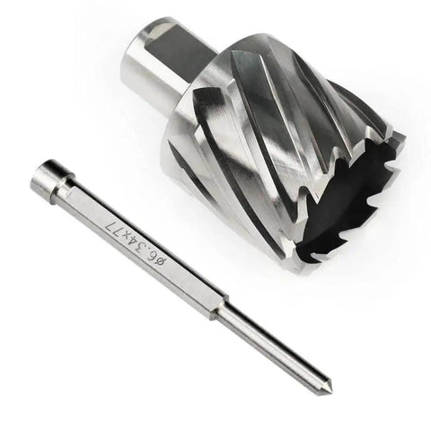 Annular Cutter For Magnetic Drill Press 1-9/16 Inch Cutting Diameter And 1 Inch Depth Of Cut with flat pilot pin visible