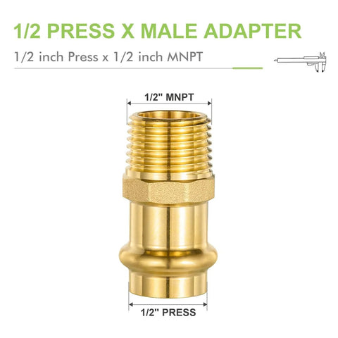 Brass ProPress 1/2 in press x 1/2 in MNPT male adapter fitting