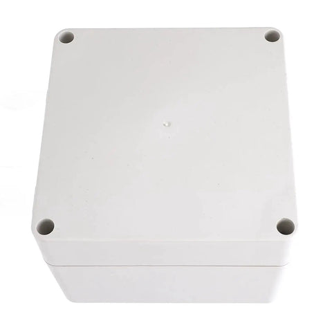 Top view of Rugged IP65 Waterproof Plastic Junction Box Enclosure for indoor and outdoor use, 120x120x90 mm, weatherproof electrical box.