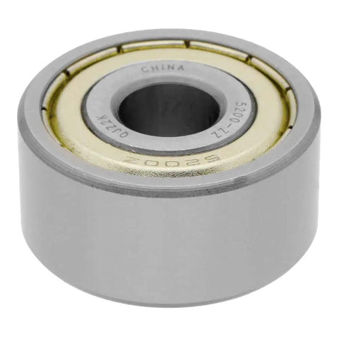 Close-up of Two Pack 5200ZZ Double Row Angular Contact Ball Bearings 0.393 Inch Inner Diameter By 1.181 Inch Outer Diameter.