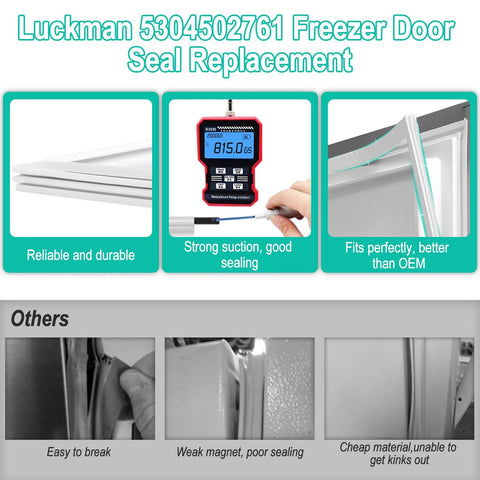 5304502761 freezer door seal gasket, white flexible rubber, compatible with Frigidaire, Kenmore, Electrolux, Crosley, Amazon