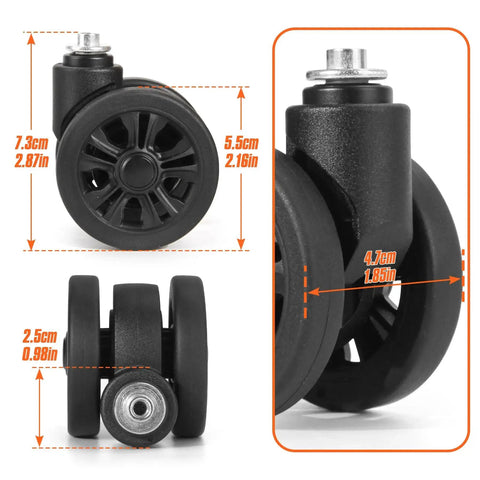 2 Pack Luggage Replacement Wheels Universal Suitcase Swivel Casters Rubber Wheels Repair Kit 55mm Diameter Durable Wear Resistant Load Bearing For Replacing Damaged Or Worn Out Luggage Wheels And Castors