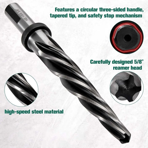 Five Eighths Inch Bridge Construction Reamer Drill Bit Set With Taper Chuck Reamers, High Speed Steel Tooling For Metal