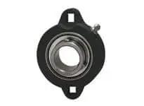 Front view of 3/4 in Narrow Two-Bolt Flange Bearing, 440C Stainless Insert, Set-Screw Lock, PBT Black LX204 Housing, 5/16 in Bolt Size.
