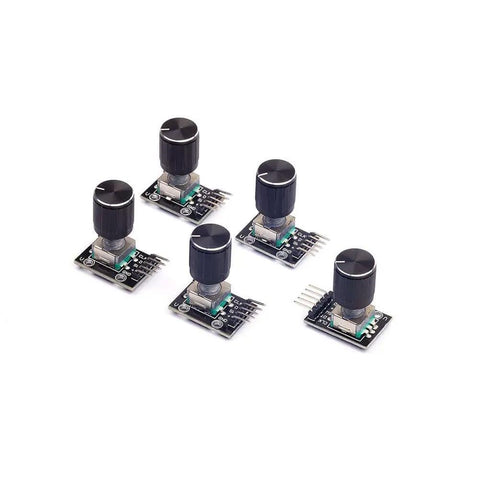 KY-040 Rotary Encoder Module Pack Of 5 With Knob Cap For Arduino 5V Pulse Encoder, 20 Pulses Per Revolution, 15x16.5 Mm Size