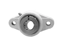 Front view of 1-3/16 in I.D. Accu-Loc 2-Bolt Flange Cover Single-Row Ball Bearing, Black Polymer Housing with Concentric Collar