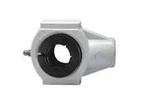 Front view of 3/4 in Wide Accu-Loc White Hanger Bearing Thermoplastic Housing Sealed Ball Insert Concentric Collar Lock.