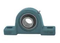 Front view of Pillow Block Bearing Single Unit 4 in I.D. UCPU320-64 Heavy Duty Cast Iron Housing Wide Inner Ring Ball Insert Set Screw Locking Seal.