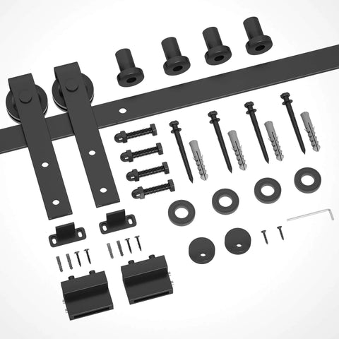 5FT Sliding Barn Door Hardware Kit for Single Doors up to 30 Inch, Heavy Duty Carbon Steel Track with Smooth Quiet Nylon Rollers