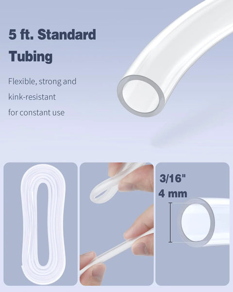 Pawfly aquarium tubing, 5 ft standard clear flexible tube for fish tanks, 3/16 in (4 mm) inner diameter.