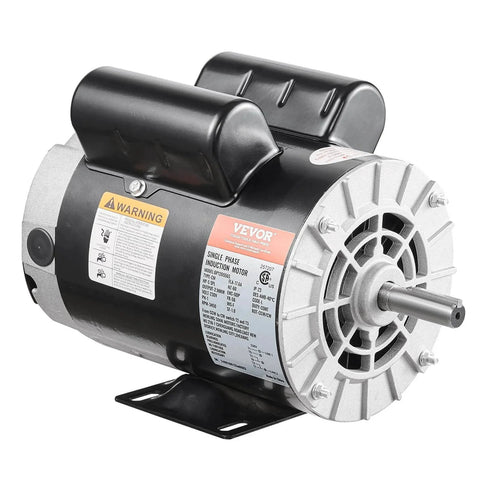 5HP SPL Air Compressor Electric Motor, 230V 17.6Amps, 56 Frame 3450RPM, 5/8" Keyed Shaft in single-phase CW/CCW rotation view