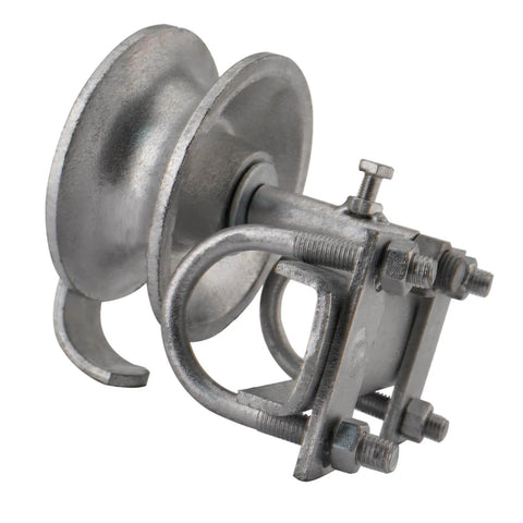 5" Pipe Track Wheel Galvanized with Double U for 1 7/8" Round Post, Chain Link Rolling Gate Sliding Gate Rollers, Pack of 2