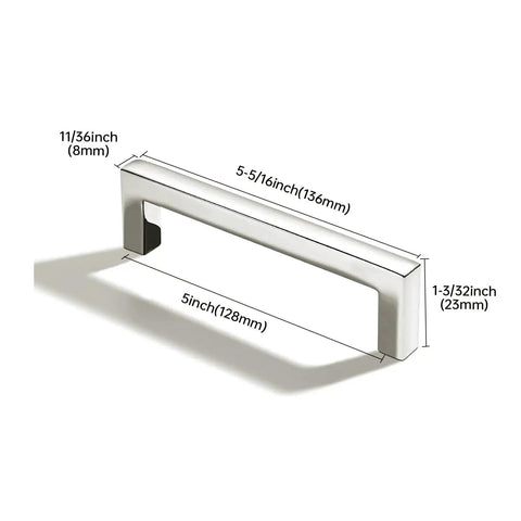 Diagram of 10 Pack Five Inch Center To Center Polished Nickel Square Cabinet Pulls Heavy Duty Solid Metal Drawer Handles dimensions