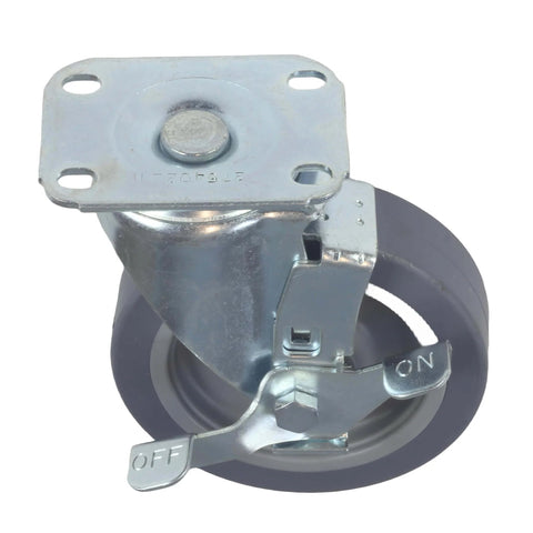 5 Inch Swivel Caster Wheels Set of 4 with Brakes, Heavy Duty Plate Casters, Polyurethane Wheels, 1120 LBS Total Load close-up