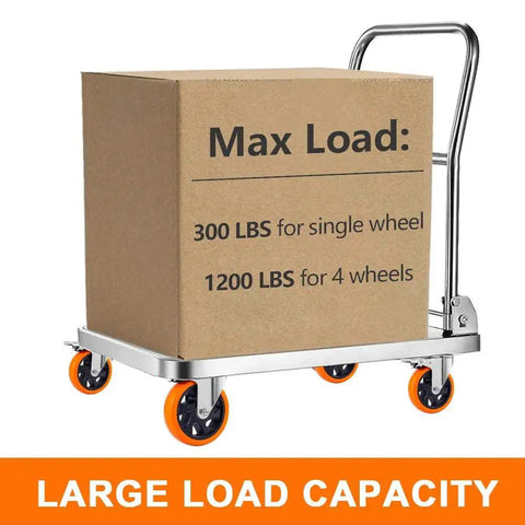 Industrial cart with 5 Inch Swivel Casters Wheels 450lbs Per Wheel Heavy Duty Castors With Brake Polyurethane Dual Locking Set Of 4 Orange DL I5 001 Ideal For Industrial Carts Tool Boxes And Mobile Equipment Smooth Rolling On Wood Concrete And Steel Floors