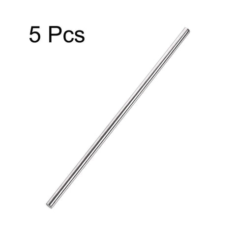 5mm x 250mm 304 Stainless Steel Solid Round Rod for DIY Craft - 5pcs, front view of single rod against white background.