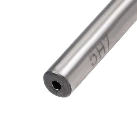 Close-up of 5mm H7 HSS Chucking Reamer For Lathe With 6 Straight Flutes Round Shank Milling Cutter Tool Precise Metric Reaming Drill Bit.