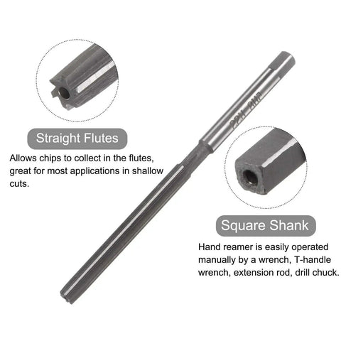 5mm H8 Hand Reamer For Metal And Wood Hole Reaming With Straight Flute 0.197 Inch Cutting Size 87mm Overall Length High Speed Steel Tool