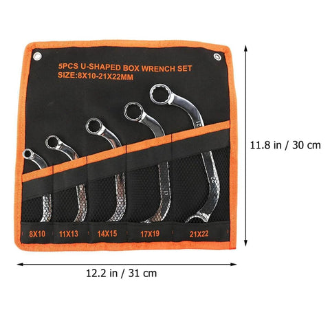 Beefy 12-Point Box End Wrench Set With Chrome-Vanadium Steel Socket Spanners in carrying case, 5-piece tool kit for mechanics