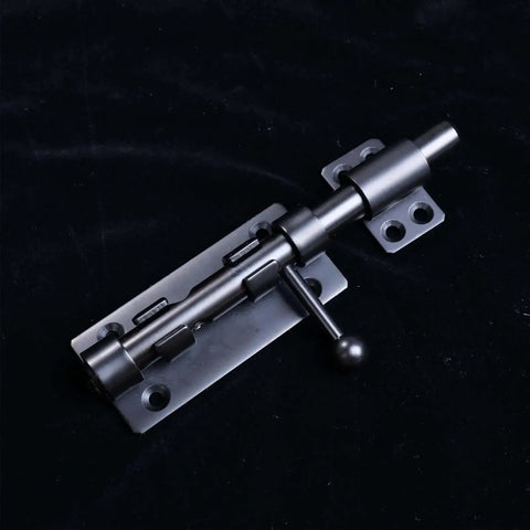 Heavy Duty 6.3 Inch Gate Latch Barrel Bolt Slide Lock in solid 304 stainless steel with black finish for inside doors and shed doors.