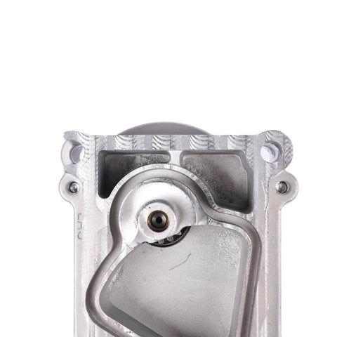 Flynsu turbo actuator housing component in silver metal with internal cam and circular opening