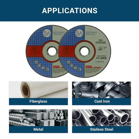 6 Inch Aluminum Oxide Thin Type 1 Grinder Cut Off Wheels For Metal And Stainless Steel, applications for various materials