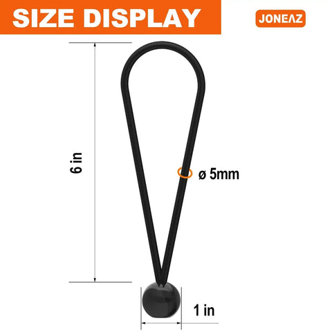 50 Pack Ball Bungee Cords 6 Inch Heavy Duty Outdoor For Canopy Tarps Tie Downs Size Display