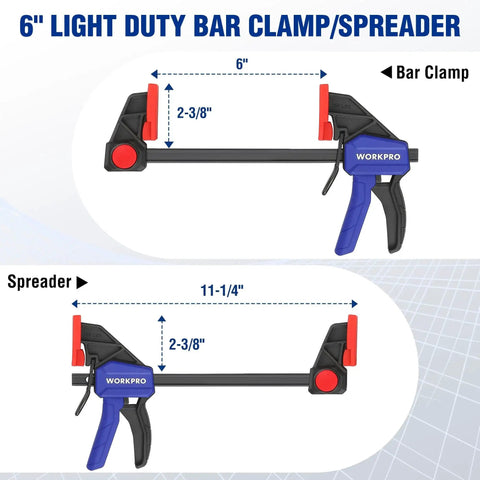 6 Inch Light Duty Bar Clamps For Woodworking One Hand Clamp Spreader Quick Change F Clamps With 150 Lbs Clamping Power