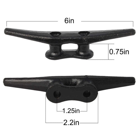 Six Inch Electrophoretic Coated Black Dock Cleats Ideal For Boats Decks Piers And Mooring On The Water Weather Resistant Iron