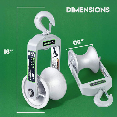 6" Diameter, Cable Puller Sheave, Hook, Wire, Rope | Capacity 6500lb | Compatible with Greenlee Pullers 640,6801,6001 | Staten Tools