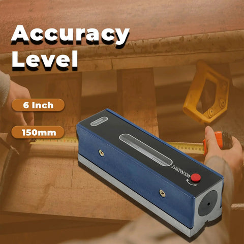 6 Inch Carbon Steel Precision Strip Level With Wooden Box 0.02 mm Per Meter Accuracy Portable Alignment Tool on table