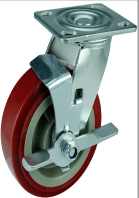 6" Inch Caster Wheel 617 pounds Swivel Stainless steel fork and Polyurethane Top Plate - VXB Ball Bearings