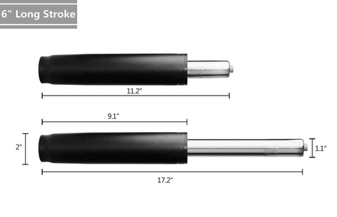 6 Inch Long Stroke Office Chair Gas Lift Cylinder Replacement, Heavy Duty Hydraulic Pneumatic Shock Piston with dimensions