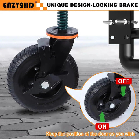 6 Inch Gate Wheel 500 lb Heavy Duty Gate Wheel With Brake 360 Degree Rotation for Wooden Farm Cattle and Metal Tube Swing Gates