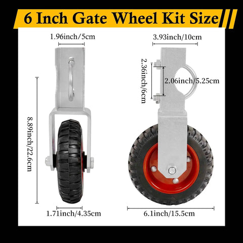 Gate Wheel Set 6 Inch Gate Wheel Set For Farm Gates, 2 Pack Gate Supp...