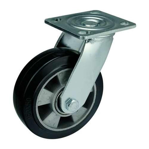 6" Inch Heavy Duty Caster Wheel 551 pounds Swivel Aluminum core and Rubber Top Plate - VXB Ball Bearings