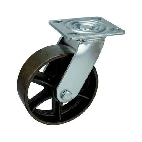 6" Inch Heavy Duty Caster Wheel 617 pounds Swivel Black Cast iron Top Plate - VXB Ball Bearings