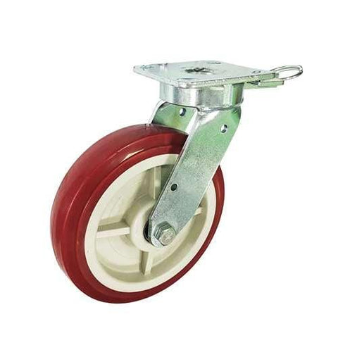 6" Inch Heavy Duty Caster Wheel 992 pounds Swivel and Upper Brake Cast Iron and Polyurethane Top Plate - VXB Ball Bearings