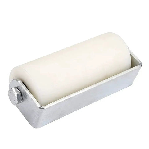 6 Inch Slide Gate Guide Roller With Post Welded Bracket In White, UHMW Hard Nylon Roller With Sealed Ball Bearings for gate guidance