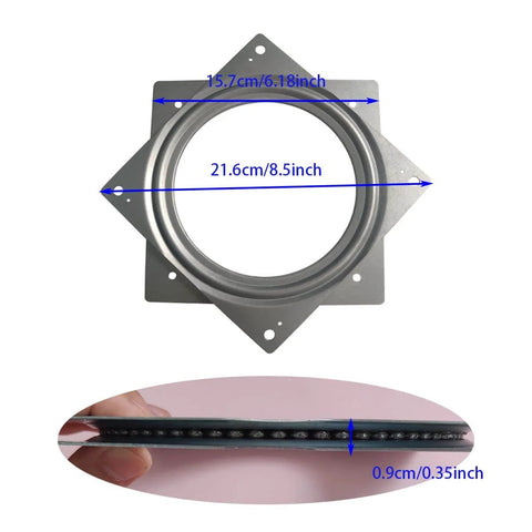 1 Pc 6 Inch Square Lazy Susan Turntable Bearing, Galvanized Steel Swivel Plate Hardware with Smooth 360 Rotation dimensions view