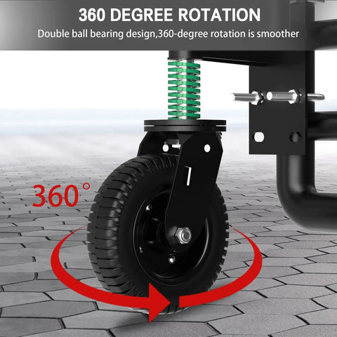 Close-up of 6 Inch Heavy Duty Gate Wheel With Spring Loaded Caster 360 Degree Swivel Fence Wheel 500 Lb Capacity