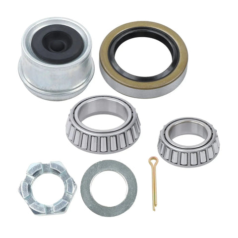 Components of Durable 6-Lug 5.5 Inch Trailer Hub Kit For 3500 Lb Square 84 Spindle With Bearings And Seals RV Camper Trailer Replacement Hub